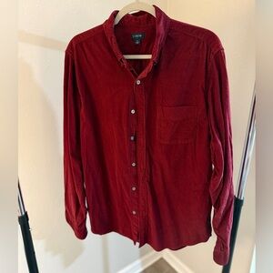 J. Crew Corduroy Red Men’s Large Button Front Shirt-Preowned